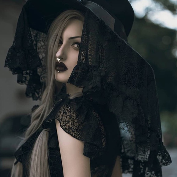 Hats Accessories - NEW Fedora Hat Black Lampshade Lace Veil Goth Punk
